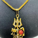 Gold Plated Mahadev Damru Pendant with Chain