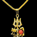 Gold Plated Mahadev Damru Pendant with Chain