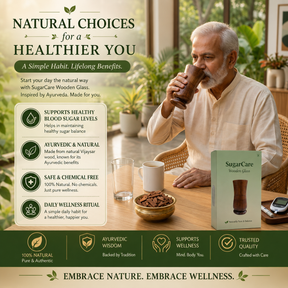 🍃💚 Wellness Wooden Water Glass – Weight & Sugar Support🪵